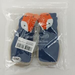 Fox Baby Sock Navy Blue Red Fox Woodland Size 6 - 12 Months